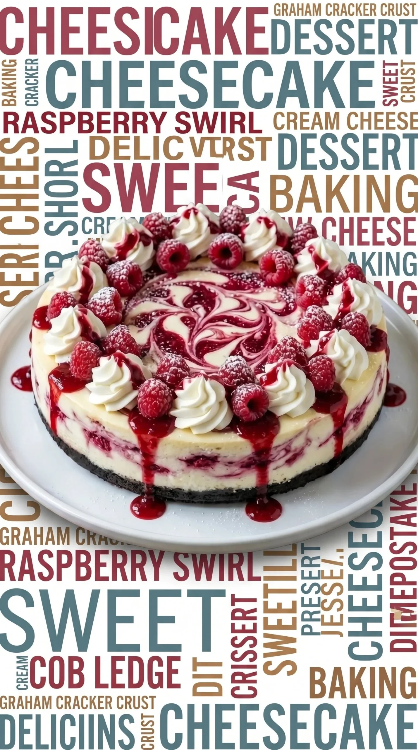 Delicious white chocolate raspberry cheesecake with a rich creamy texture