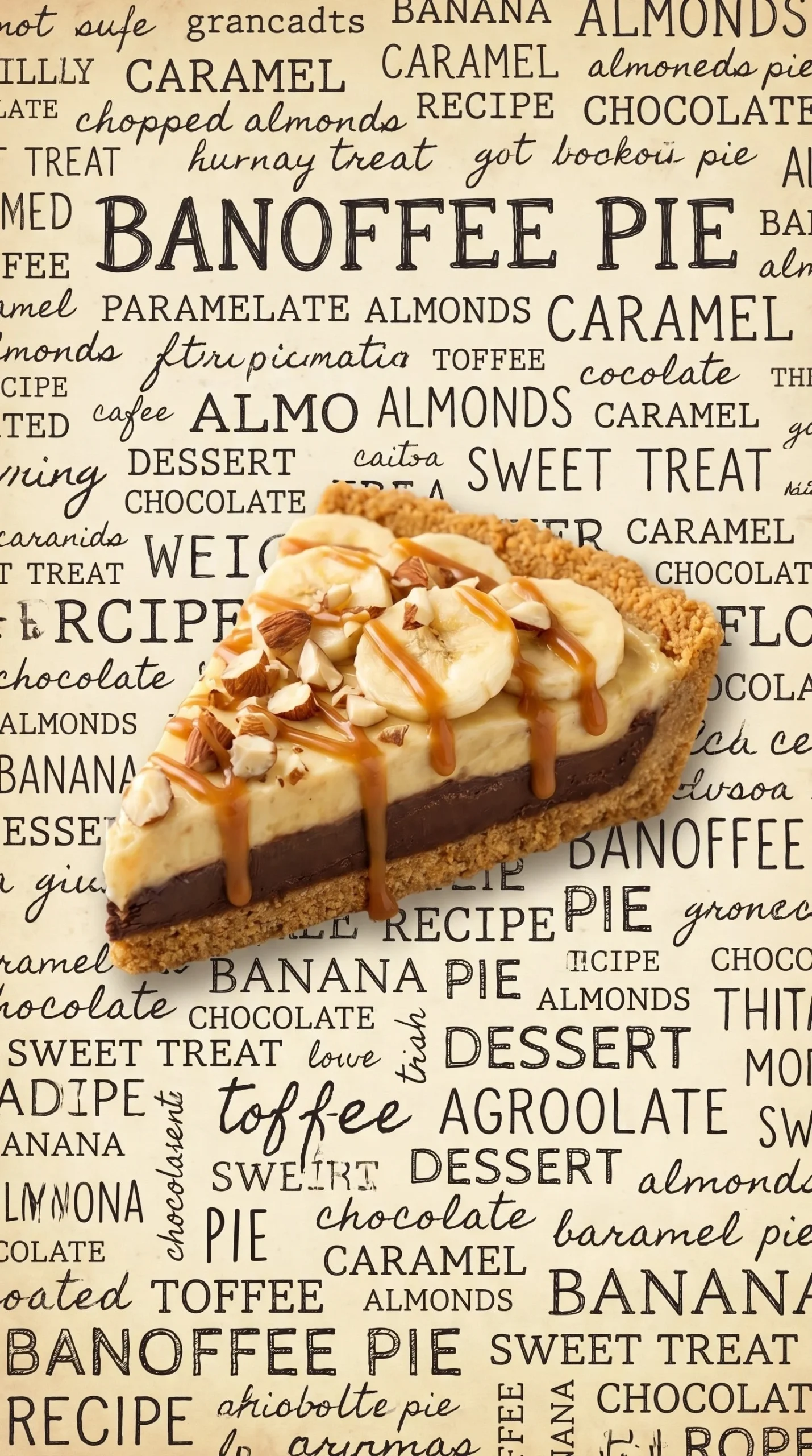 Almond Crust Banana Caramel Cheesecake topped with banana slices and caramel drizzle
