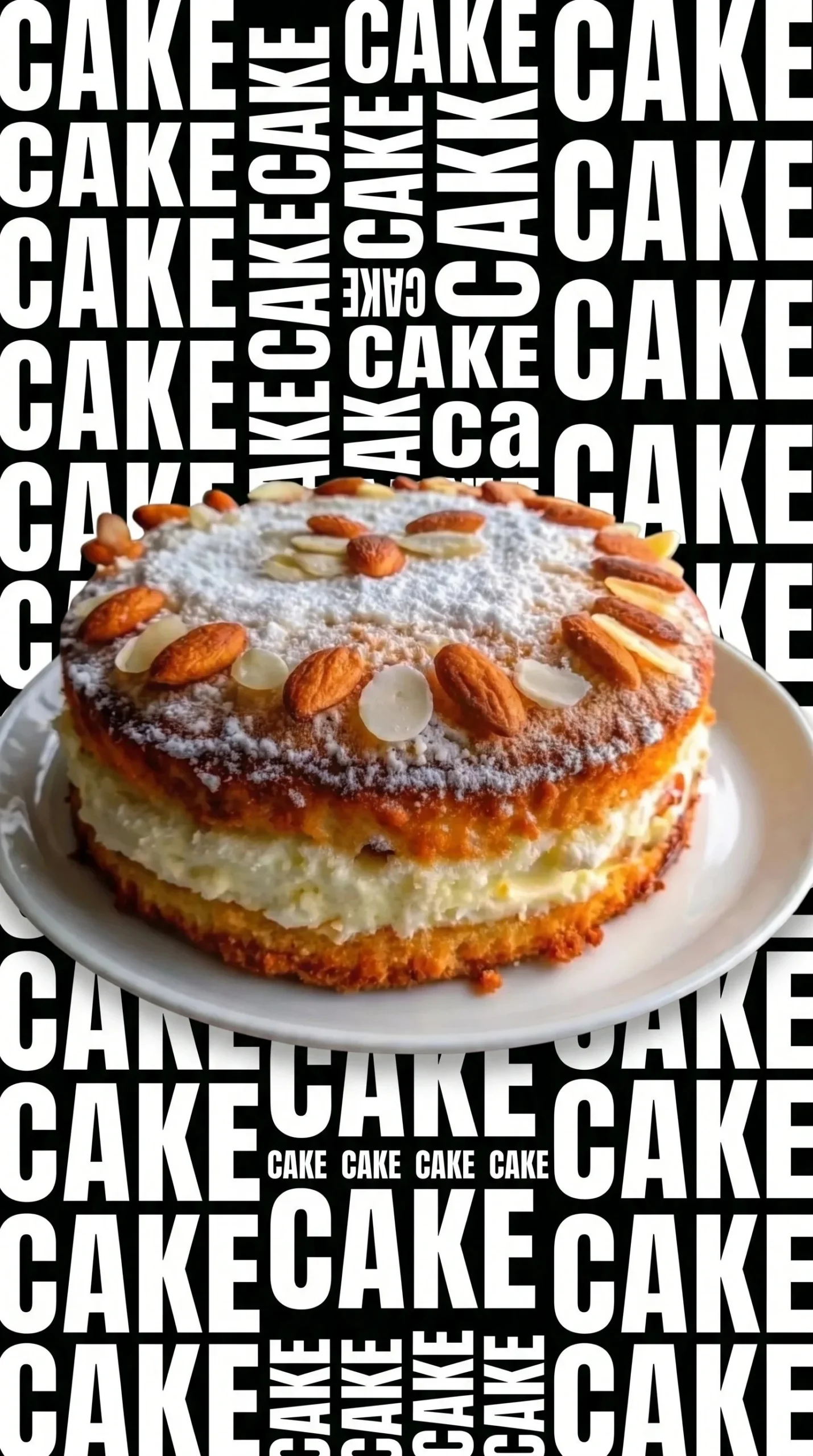 Slice of Almond Mascarpone Torte with creamy texture and almond topping