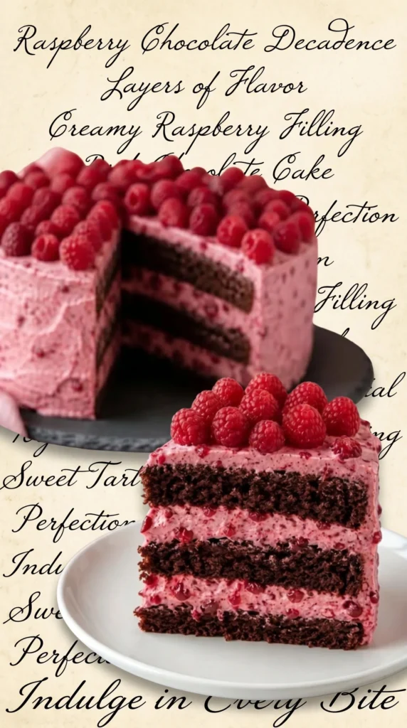 Delicious Chocolate-Raspberry Cake with fresh raspberries and chocolate ganache