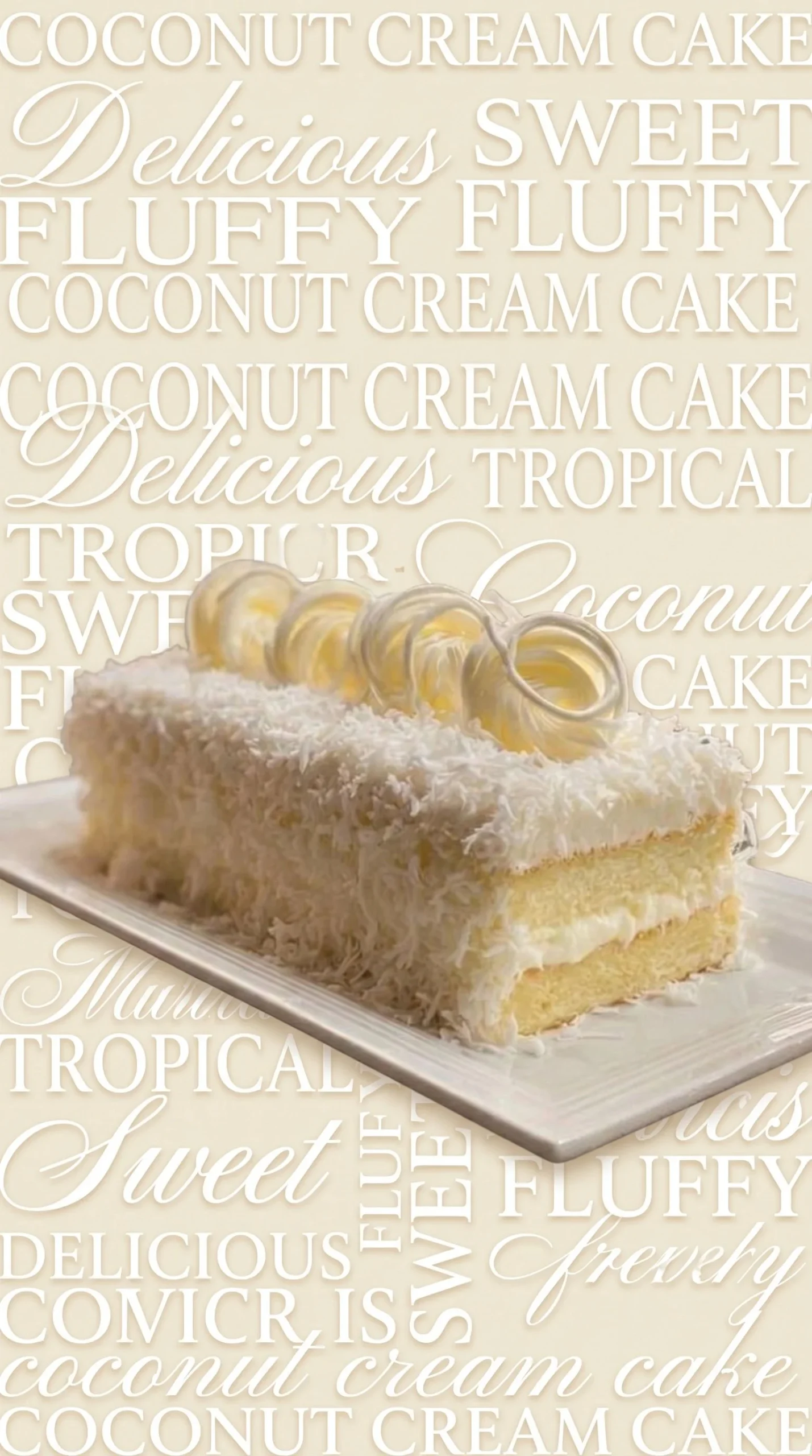 Delicious Coconut White Chocolate Mousse Cake topped with coconut flakes
