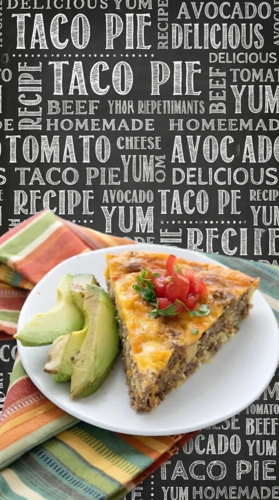 Delicious Easy Taco Pie served on a plate with toppings