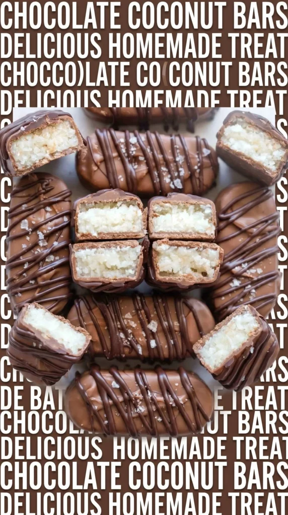 Homemade Bounty Bars with coconut filling and chocolate coating