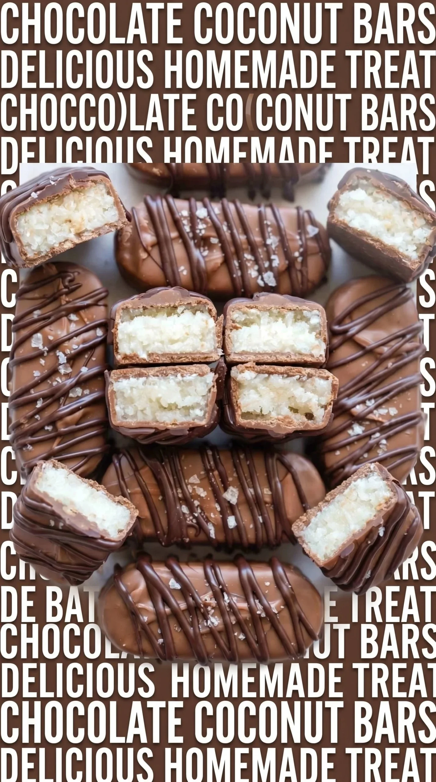 Homemade Bounty Bars with coconut filling and chocolate coating