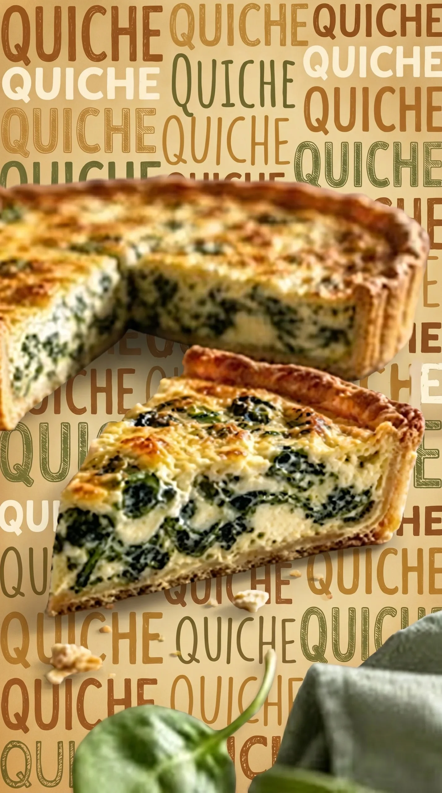 Delicious and creamy spinach quiche served on a plate