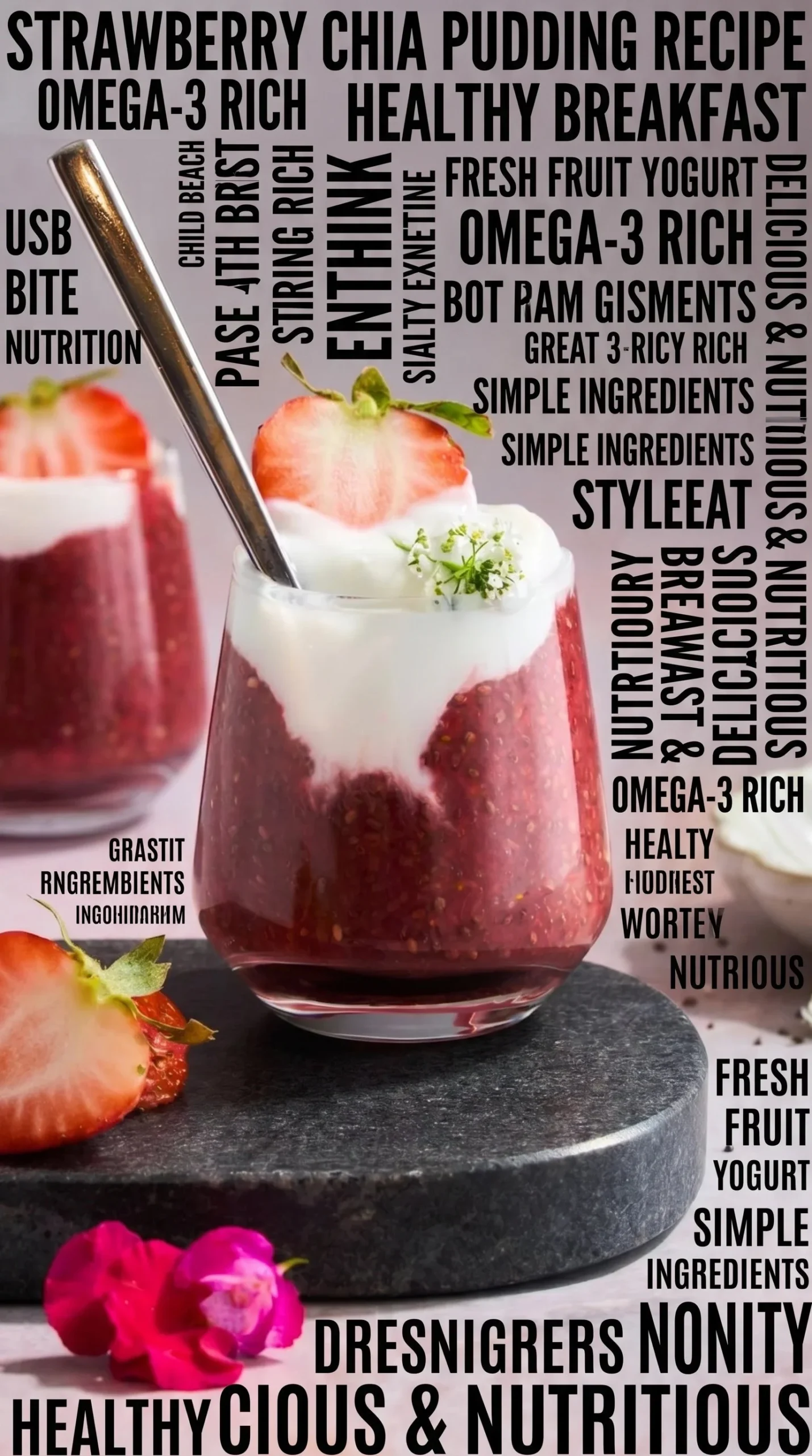 Delicious strawberry chia pudding served in a bowl with fresh strawberries
