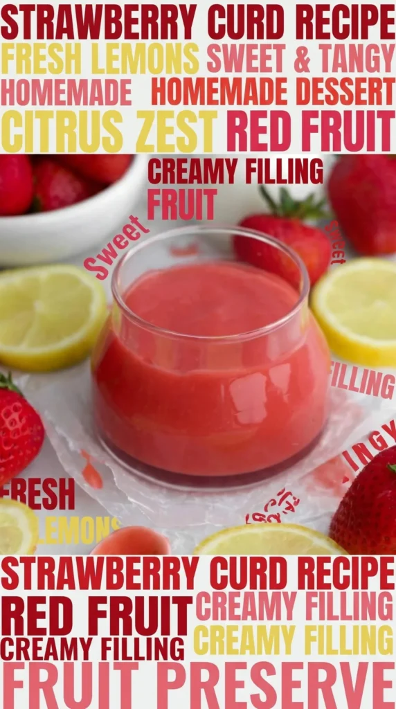 A jar of homemade strawberry curd with fresh strawberries on the side.
