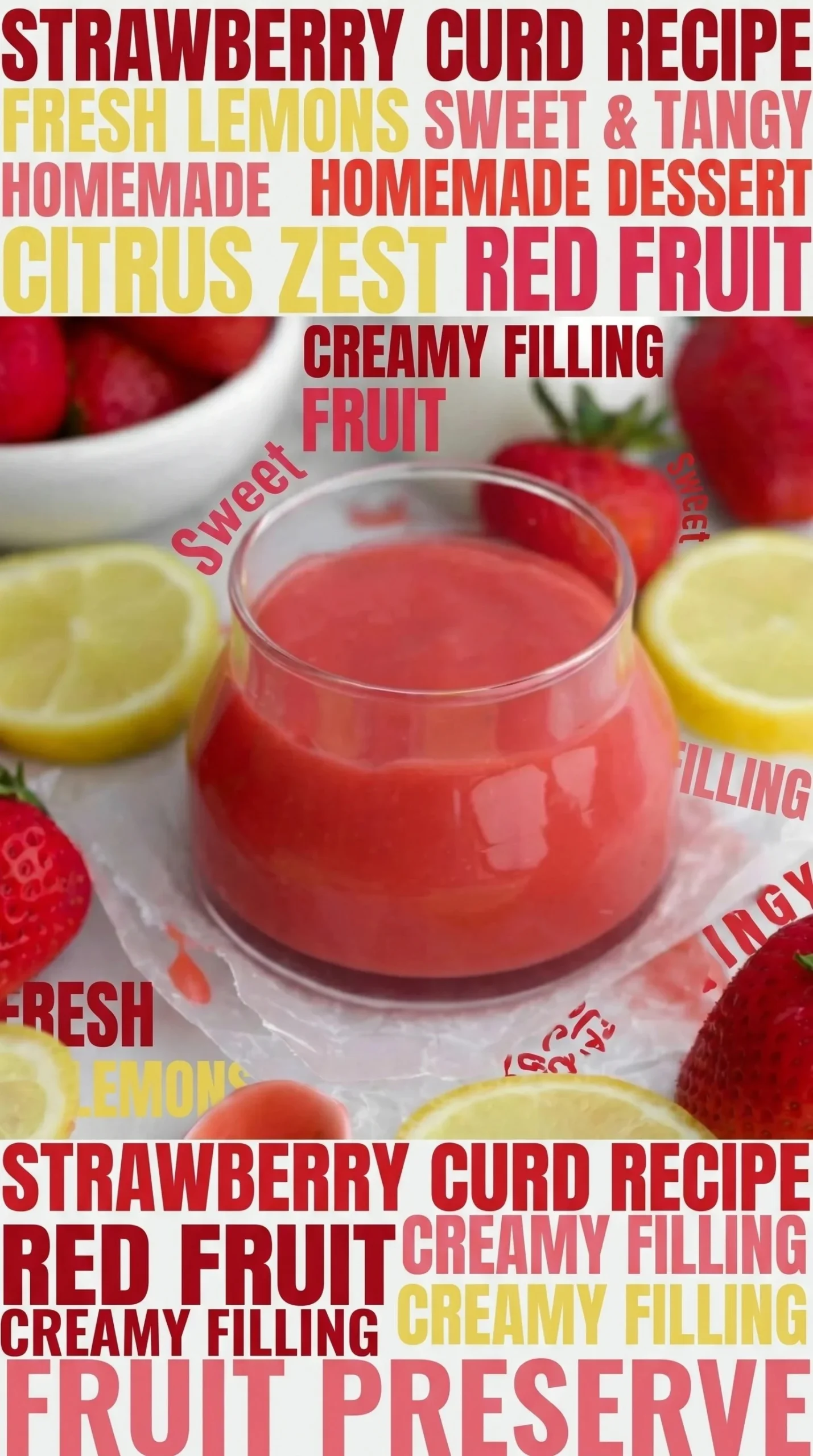 A jar of homemade strawberry curd with fresh strawberries on the side.