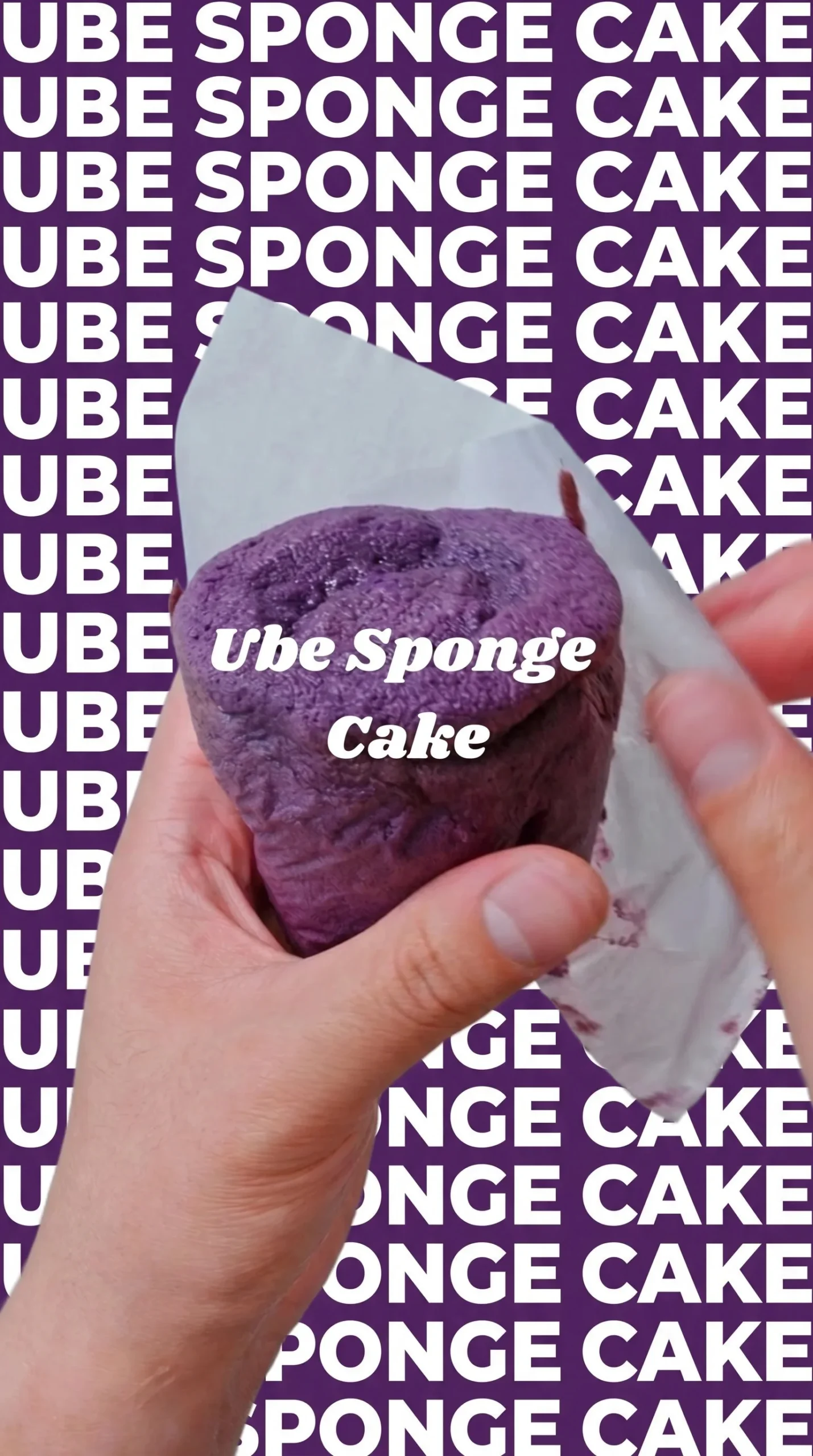 Delicious Ube Cake with Sweet Potato slices decorated on top.