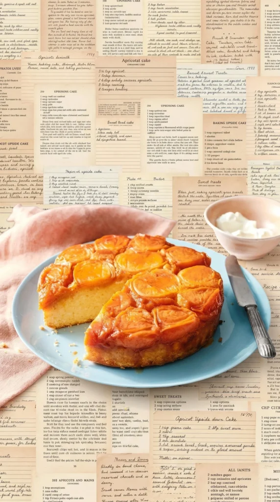 Upside down apricot cake with caramelized apricots on top